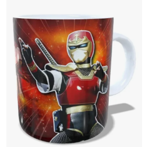 Caneca Cerâmica Exclusiva Tokusatsu Jiraiya Metal Hero 325ml Branco Jiraiya